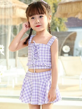 「アイテム（水着、パープル系）」を使った、KidsTeddyさん（キッズ・100cm）の夏コーディネート