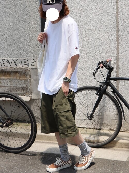 Champion/チャンピオン コットン ワッペン Tシャツ 無地T トップス