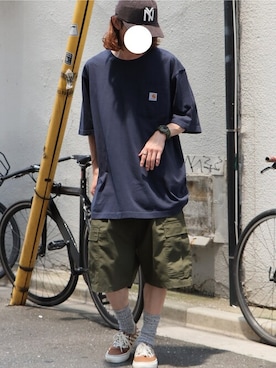 「アイテム（Tシャツ/カットソー）」を使った、rooptokyokkさん（メンズ・173cm）の夏コーディネート