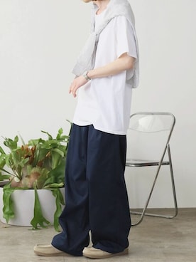 「アイテム（モカシン/デッキシューズ）」を使った、rooptokyokkさん（メンズ・173cm）の夏コーディネート
