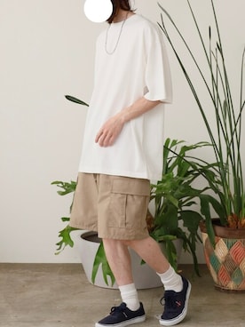 「GILDAN（ギルダン）のアイテム（Tシャツ/カットソー）」を使った、rooptokyokkさん（メンズ・173cm）の夏コーディネート