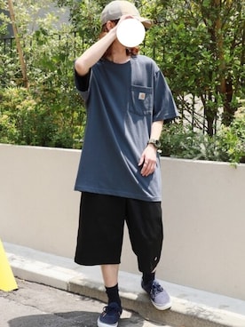 「Carhartt（カーハート）のアイテム（Tシャツ/カットソー）」を使った、rooptokyokkさん（メンズ・173cm）の夏コーディネート