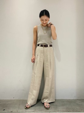 「アイテム（サンダル、グリーン系）」を使った、Natsumiさん（メンズ・167cm）の夏コーディネート