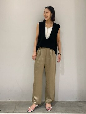 「LE TALON（ルタロン）の3.5cmWストラップミュールサンダル（サンダル、ホワイト系）」を使った、Natsumiさん（メンズ・167cm）の夏コーディネート