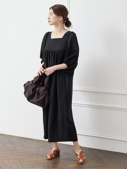 極美品✨ヴェルメイユパーイエナ　ジョーゼットギャザーワンピース　ネイビー 極美品✨ヴェルメイユパーイエナ ジョーゼットギャザー