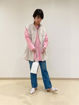 「フレアデニム」｜西岡さん（レディース・162cm）の冬コーディネート