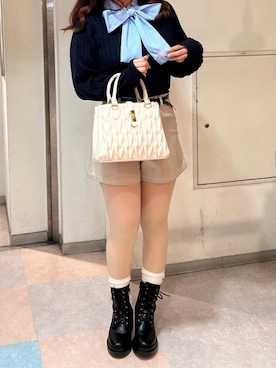 「ブルべ夏」｜「アイテム（ブーツ）」を使った、Naruさん（レディース・155cm）の冬コーディネート