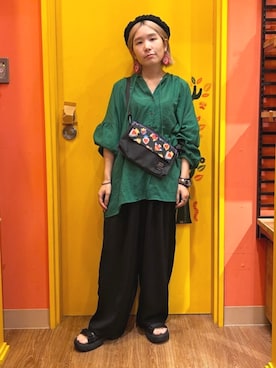 「アイテム（ハンチング/ベレー帽）」を使った、チチカカさん（レディース・151cm）の夏コーディネート