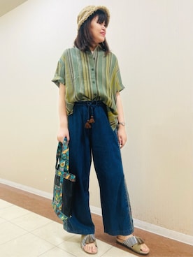 「チチカカ」｜「アイテム（パンツ）」を使った、チチカカさん（レディース・165cm）の夏コーディネート