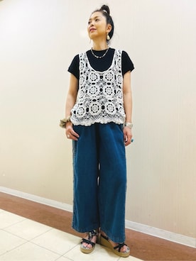 「チチカカ」｜「アイテム（パンツ）」を使った、チチカカさん（レディース・163cm）の夏コーディネート