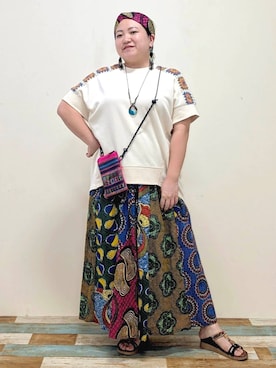 「アイテム（ヘアバンド）」を使った、チチカカさん（レディース・153cm）の夏コーディネート
