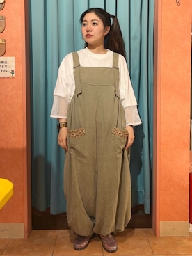 「チチカカ（チチカカ）のアイテム（オールインワン・サロペット）」を使った、チチカカさん（レディース・146cm）の夏コーディネート