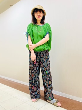 「チチカカ」｜「アイテム（パンツ）」を使った、チチカカさん（レディース・165cm）の夏コーディネート