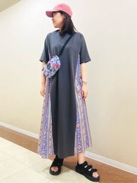 「アイテム（キャップ、ピンク系）」を使った、チチカカさん（レディース・165cm）の夏コーディネート