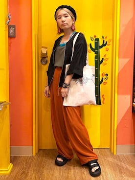 「アイテム（ハンチング/ベレー帽）」を使った、チチカカさん（レディース・151cm）の夏コーディネート