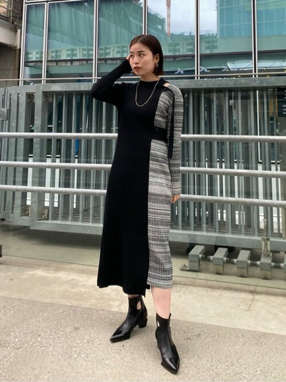UNITED TOKYO バーティカルパターンニットワンピース
