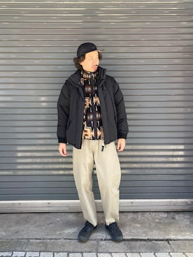 「MANASTASH（マナスタッシュ）のアイテム（キャップ）」を使った、OGAWAさん（メンズ・175cm）の冬コーディネート