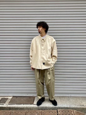 「MANASTASH（マナスタッシュ）のMANASTASH×GILET / マナスタッシュ×ジレ　MS BD BIG SHIRTS　マナスタッシュBDビッグシャツ（シャツ/ブラウス）」を使った、OGAWAさん（メンズ・175cm）の秋コーディネート