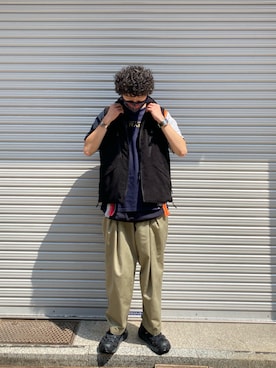 「ABU GARCIA（アブ・ガルシア）のアイテム（ベスト）」を使った、OGAWAさん（メンズ・175cm）の夏コーディネート