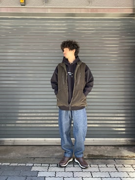 「ABU GARCIA（アブ・ガルシア）のアイテム（ダウンベスト）」を使った、OGAWAさん（メンズ・175cm）の秋コーディネート