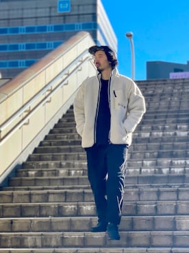 「MANASTASH（マナスタッシュ）のアイテム（キャップ）」を使った、OGAWAさん（メンズ・175cm）の冬コーディネート