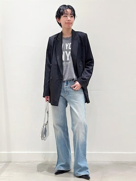 「AP STUDIO（エーピーストゥディオ）のアイテム（テーラードジャケット）」を使った、STAFF.Mさん（レディース・162cm）の冬コーディネート