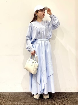 「ノーカラー」｜「アイテム（帽子）」を使った、tommyさん（レディース・157cm）の春コーディネート