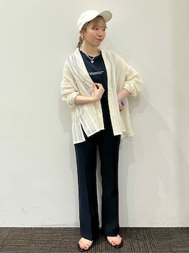 「ノーカラー」｜「アイテム（帽子）」を使った、tommyさん（レディース・157cm）の夏コーディネート