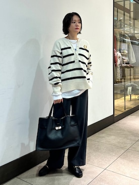 「アイテム（ブローチ/コサージュ）」を使った、田中さん（レディース・155cm）の秋コーディネート