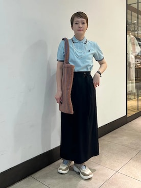 「FRED PERRY（フレッドペリー）のアイテム」を使った、田中さん（レディース・155cm）の春コーディネート