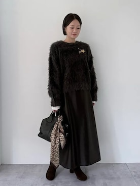 「アイテム（ブローチ/コサージュ）」を使った、田中さん（レディース・155cm）の冬コーディネート