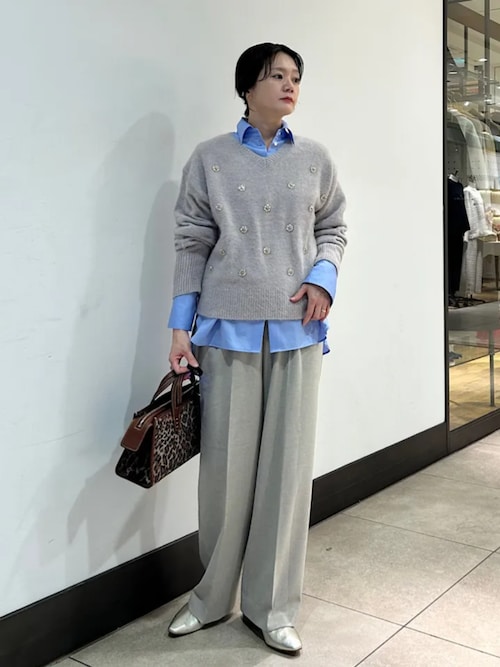 セール】〈手洗い可能〉フォックス ビジュー Vネック ニット（ニット