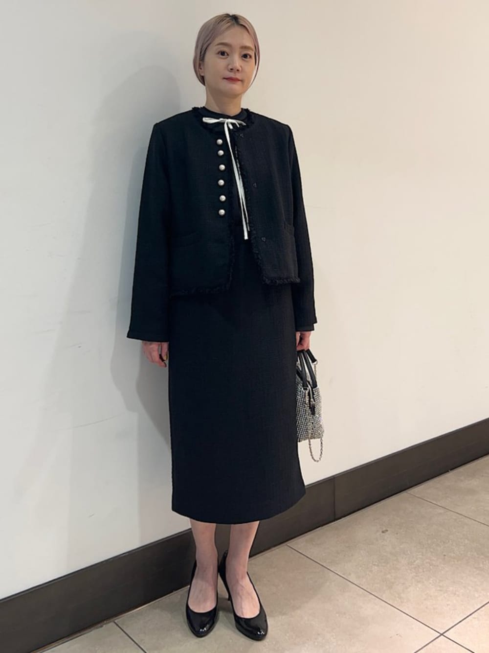 ebure エブール　スラブツィード　スカート　ブラウス　セットアップ ebure エブール スラブツイードノーカラージャケット スカート