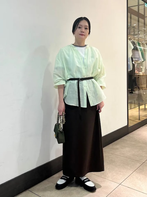 堀田茜×SHIPS:〈手洗い可能〉ベルト 付き ジョーゼット スカート