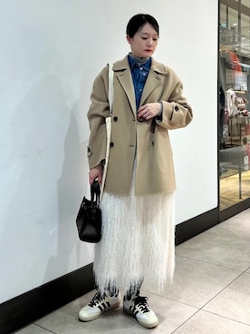 「アイテム（ピーコート）」を使った、田中さん（レディース・155cm）の冬コーディネート