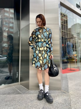 「DIESEL OSAKA」｜「アイテム（シャツワンピース）」を使った、KAEさん（レディース・157cm）の春コーディネート