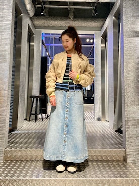 「DIESEL OSAKA」｜「アイテム（ブルゾン）」を使った、KAEさん（レディース・157cm）の冬コーディネート