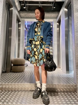 「DIESEL OSAKA」｜「アイテム（シャツワンピース）」を使った、KAEさん（レディース・157cm）の春コーディネート