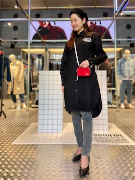 「DIESEL OSAKA」｜「アイテム（ワンピース/ドレス）」を使った、KAEさん（レディース・157cm）の冬コーディネート