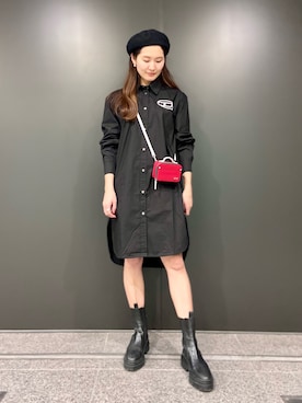 「DIESEL OSAKA」｜「アイテム（ワンピース/ドレス）」を使った、KAEさん（レディース・157cm）の冬コーディネート