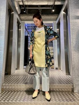 「DIESEL OSAKA」｜「アイテム（シャツワンピース）」を使った、KAEさん（レディース・157cm）の春コーディネート