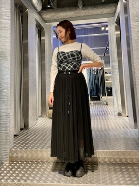 「DIESEL OSAKA」｜「アイテム（キャミソール）」を使った、KAEさん（レディース・157cm）の春コーディネート