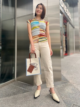 「DIESEL OSAKA」｜「アイテム（その他シューズ）」を使った、KAEさん（レディース・157cm）の春コーディネート