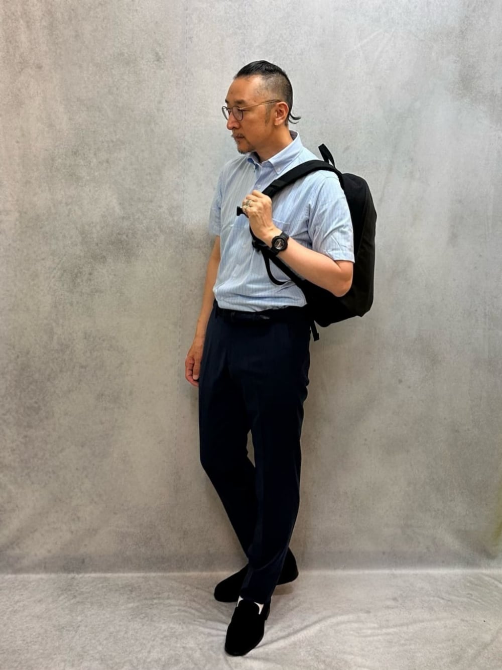 green label relaxingさんの「ジャージ スタンダード ボタンダウン ドレスシャツ -ストレッチ・イージーアイロン・吸水速乾・抗菌-（green label relaxing）」を使ったコーディネートの1枚目の写真