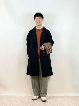 「green label relaxing（グリーンレーベルリラクシング）のアイテム（チェスターコート）」を使った、green label relaxingさん（メンズ・173cm）の冬コーディネート