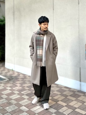 「green label relaxing（グリーンレーベルリラクシング）のアイテム（チェスターコート）」を使った、green label relaxingさん（メンズ・168cm）の冬コーディネート