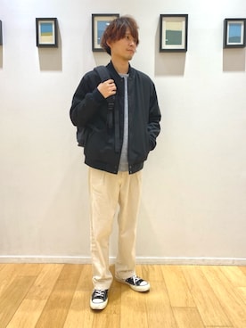 「green label relaxing（グリーンレーベルリラクシング）のアイテム（スタジャン）」を使った、green label relaxingさん（メンズ・169cm）の冬コーディネート