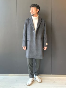 「green label relaxing（グリーンレーベルリラクシング）のアイテム（チェスターコート）」を使った、green label relaxingさん（メンズ・181cm）の冬コーディネート