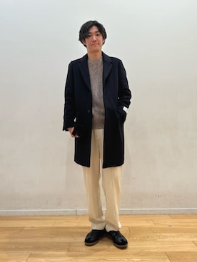 「green label relaxing（グリーンレーベルリラクシング）のアイテム（チェスターコート）」を使った、green label relaxingさん（メンズ・171cm）の冬コーディネート