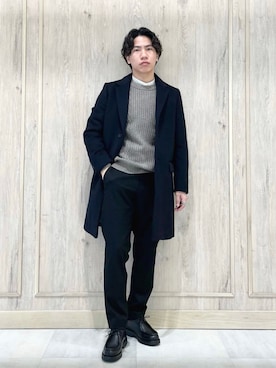 「green label relaxing（グリーンレーベルリラクシング）のアイテム（チェスターコート）」を使った、green label relaxingさん（メンズ・167cm）の冬コーディネート